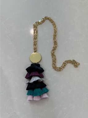BaubleBar Gold Tassel Pendant Necklace with Multicolor Tassels